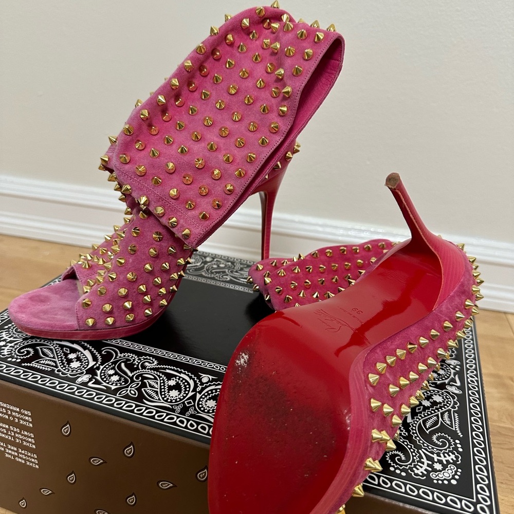 Pink Louboutin Guerilla Spiked Slouchy
Booties